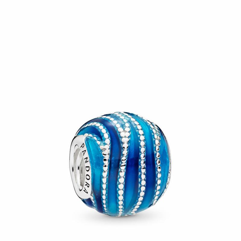 Pandora Blue Swirls Charm Ireland - Sterling Silver/Enamel/Blue - 639748YGS